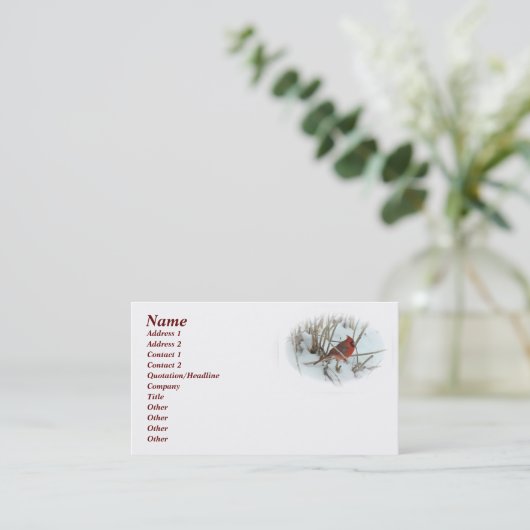 Eastern Kardinal Songbird Business Card Visitenkarte (Stehend Vorderseite)