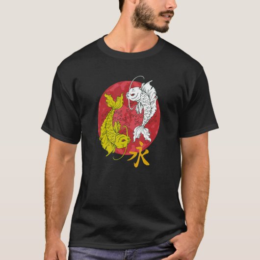 Eastern Koi Pisces Yin Yang Chinese Kanji Serenity T-Shirt (Vorderseite)