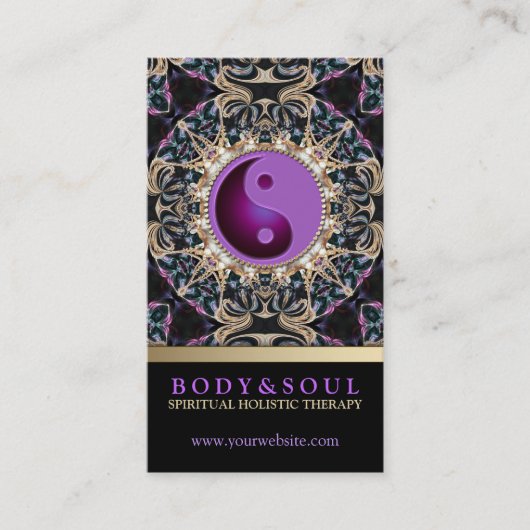 Eastern Lila YinYang New Age Yoga Business Cards Visitenkarte (Vorderseite)
