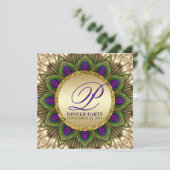 Eastern Peacock Feathers Dinner Party Einladungen (Stehend Vorderseite)