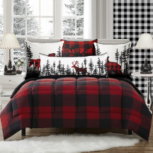 Eastern Pine Tree Forest Kariert Stag Rentier
