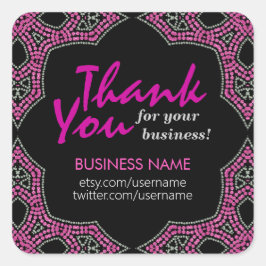 Eastern Pink Mosaik Vielen Dank Business-Aufkleber Quadratischer Aufkleber
