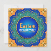 Eastern Spice Orange Royal Blue Gold Dinner Party Einladung (Vorderseite)