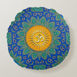 Eastern Sun Royal Blue Aquamarin OM Meditation Rundes Kissen