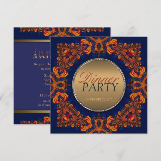 Eastern Tribe Dinner Party Einladung (Vorne/Hinten)