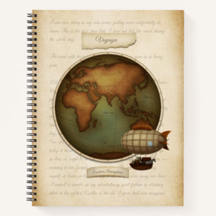 Eastern & Western Hemisphären Map Custom Steampunk Notizblock
