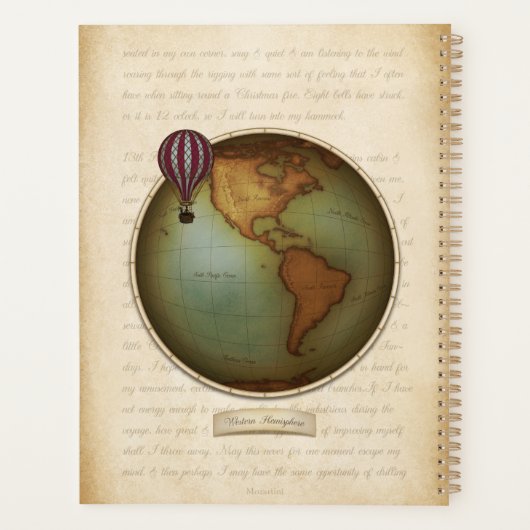 Eastern & Western Hemisphären Map Custom Steampunk Planer (Rückseite)