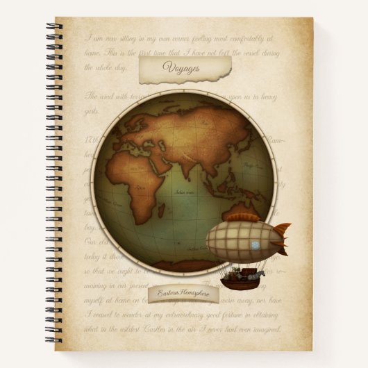 Eastern & Western Hemispheres Map Custom Steampunk Notizblock (Vorderseite)