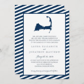 Eastham Cape Cod Map mit Blue Stripes| Hochzeit Einladung (Vorne/Hinten)