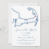 Eastham MA Cape Cod Map Navy Blue Wedding Save The Date (Vorderseite)