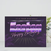 Easton Name Vorname lila retro Karte Geburtstag (Stehend Vorderseite)