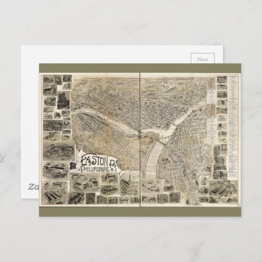 Easton Pennsylvania & Phillipsburg New Jersey 1900 Postkarte (Vorne/Hinten)