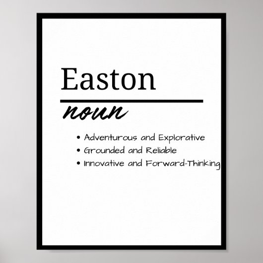 Easton, Personalisierte Bezeichnung für Junge Poster (Vorne)