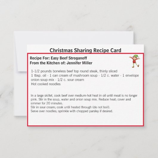 Easy Beef Stroganoff Rezept Sharing Weihnachtskart (Rückseite)