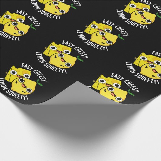 Easy Cheesy Lemon Squeezy Funny Food Puff Dark BG Geschenkpapier (Ecke)