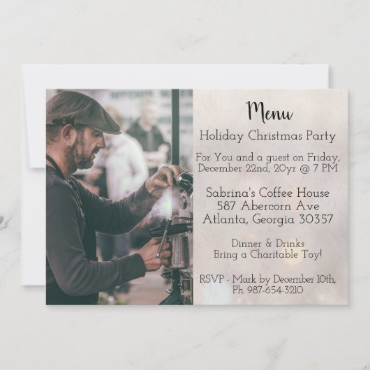 Easy Coffee Shop Menü Stil Weihnachten Party Einladung (Vorderseite)