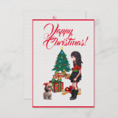Easy Custom Cute Shih Tzu With Girl Xmas Card Dankeskarte (Vorne/Hinten)