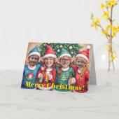 Easy Custom Digital Add Your Face 4 Photo Elves Karte (Gelbe Blume)