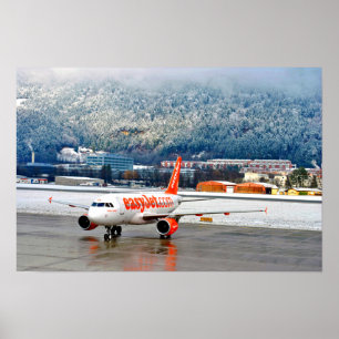 Easy Jet Flugzeug Innsbruck Flughafen Österreich Poster