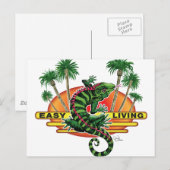 Easy Living Lizard on Beach Postcard Postkarte (Vorne/Hinten)