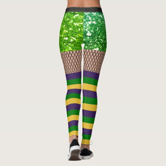 Easy Mardi Gras Costume Fishnet Glitzer Leggings (Rückseite)
