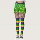 Easy Mardi Gras Costume Fishnet Glitzer Leggings (Vorderseite)