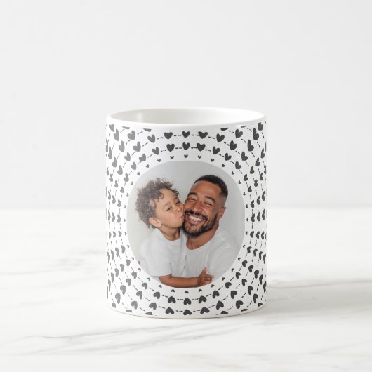 Easy Modern & Trendy One Photo & Gray Hearts Kaffeetasse (Mittel)