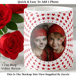 Easy Modern & Trendy One Photo & Red Hearts Kaffeetasse