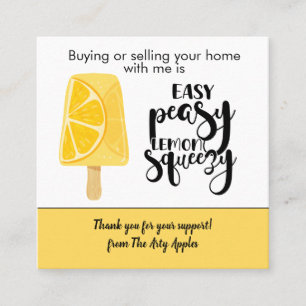 Easy Peasy Lemon Real Estate Marketing Quadratische Visitenkarte