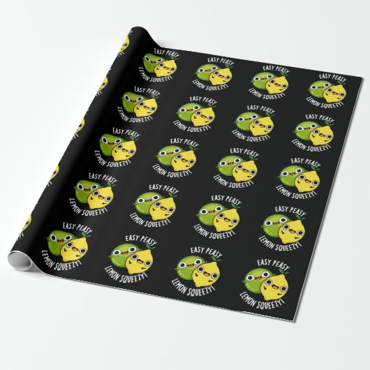 Easy Peasy Lemon Squeezy Funny Frucht Pun Dark BG Geschenkpapier (Ungerollt)