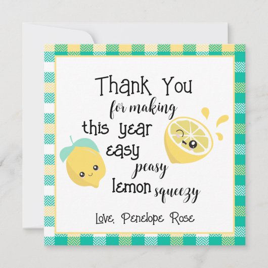 Easy Peasy Lemon Squeezy Lehrer Danke Karte (Vorderseite)