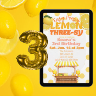 Easy Peasy Lemon Three-sy, Lemon 3. Geburtstag Einladung