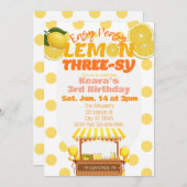 Easy Peasy Lemon Three-sy, Lemon 3rd Birthday Einladung (Vorne/Hinten)
