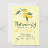 Easy Peasy Lemon Three-zy Geburtstag Einladung (Vorderseite)