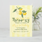 Easy Peasy Lemon Three-zy Geburtstag Einladung (Stehend Vorderseite)