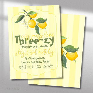 Easy Peasy Lemon Three-zy Geburtstag Einladung