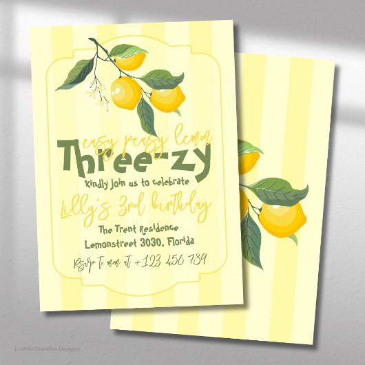 Easy Peasy Lemon Three-zy Geburtstag Einladung