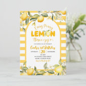 Easy Peezy Lemon ThreeZy Lemon 3. Geburtstag  Einladung (Stehend Vorderseite)