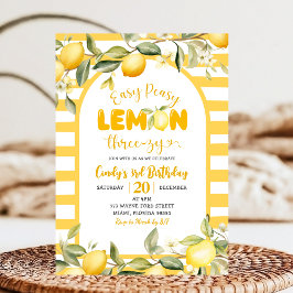 Easy Peezy Lemon ThreeZy Lemon 3rd Birthday  Einladung