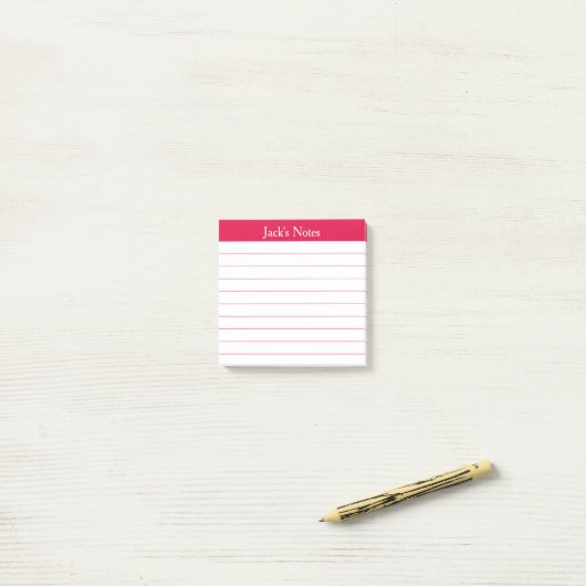 Easy Read Cherry Red Lined Personalized Post-it Klebezettel (Auf Schreibtisch)