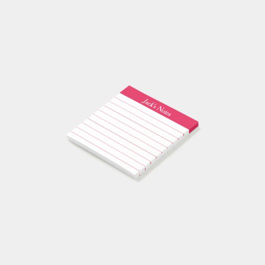 Easy Read Cherry Red Lined Personalized Post-it Klebezettel (angewinkelt)