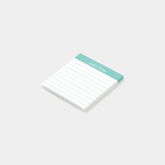 Easy Read Classic Aqua Lined Personalized Post-it Klebezettel (angewinkelt)