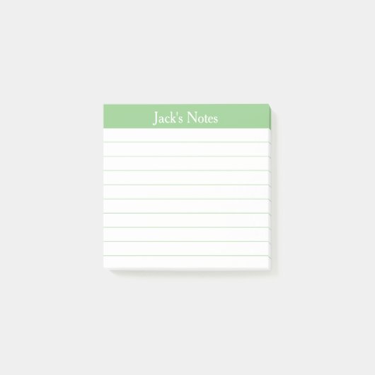 Easy Read Classic Sage Green Lined Personalized Post-it Klebezettel (Vorderseite)