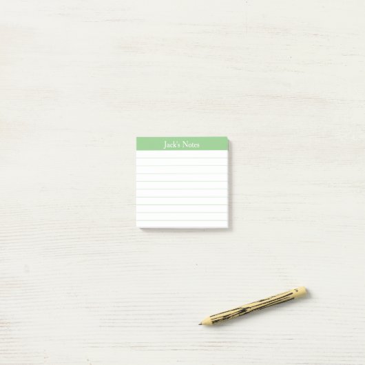 Easy Read Classic Sage Green Lined Personalized Post-it Klebezettel (Auf Schreibtisch)