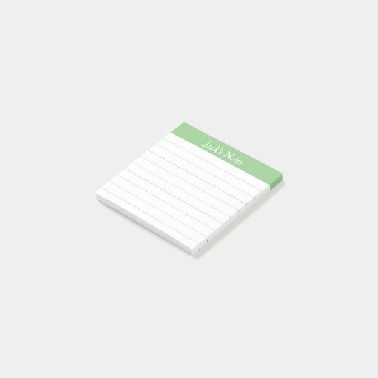Easy Read Classic Sage Green Lined Personalized Post-it Klebezettel (angewinkelt)