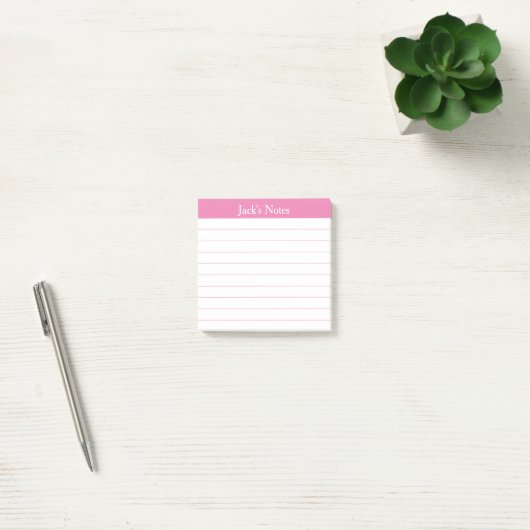 Easy Read Pink Lined Personalized Post-it Klebezettel (Büro)