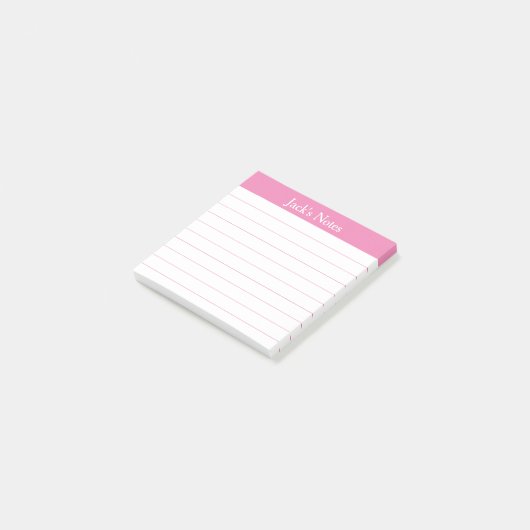 Easy Read Pink Lined Personalized Post-it Klebezettel (angewinkelt)