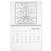Easy Space Coloring Calendar Kalender (Feb 2026)