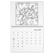 Easy Space Coloring Calendar Kalender (Mär 2026)