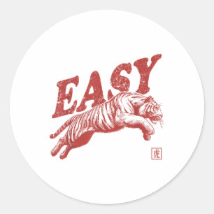 Easy Tiger Retro Abgenutzt Vintage  Runder Aufkleber